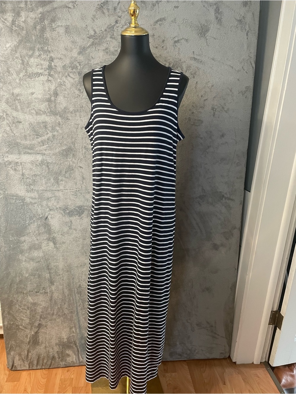 J. Jill Black and White Striped Maxi Dress